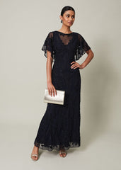 Noelle Navy Tapework Maxi Dress Navy