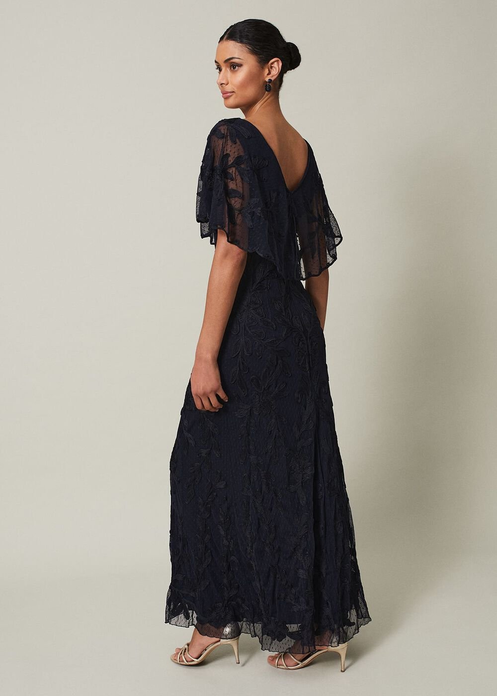 Noelle Navy Tapework Maxi Dress Navy