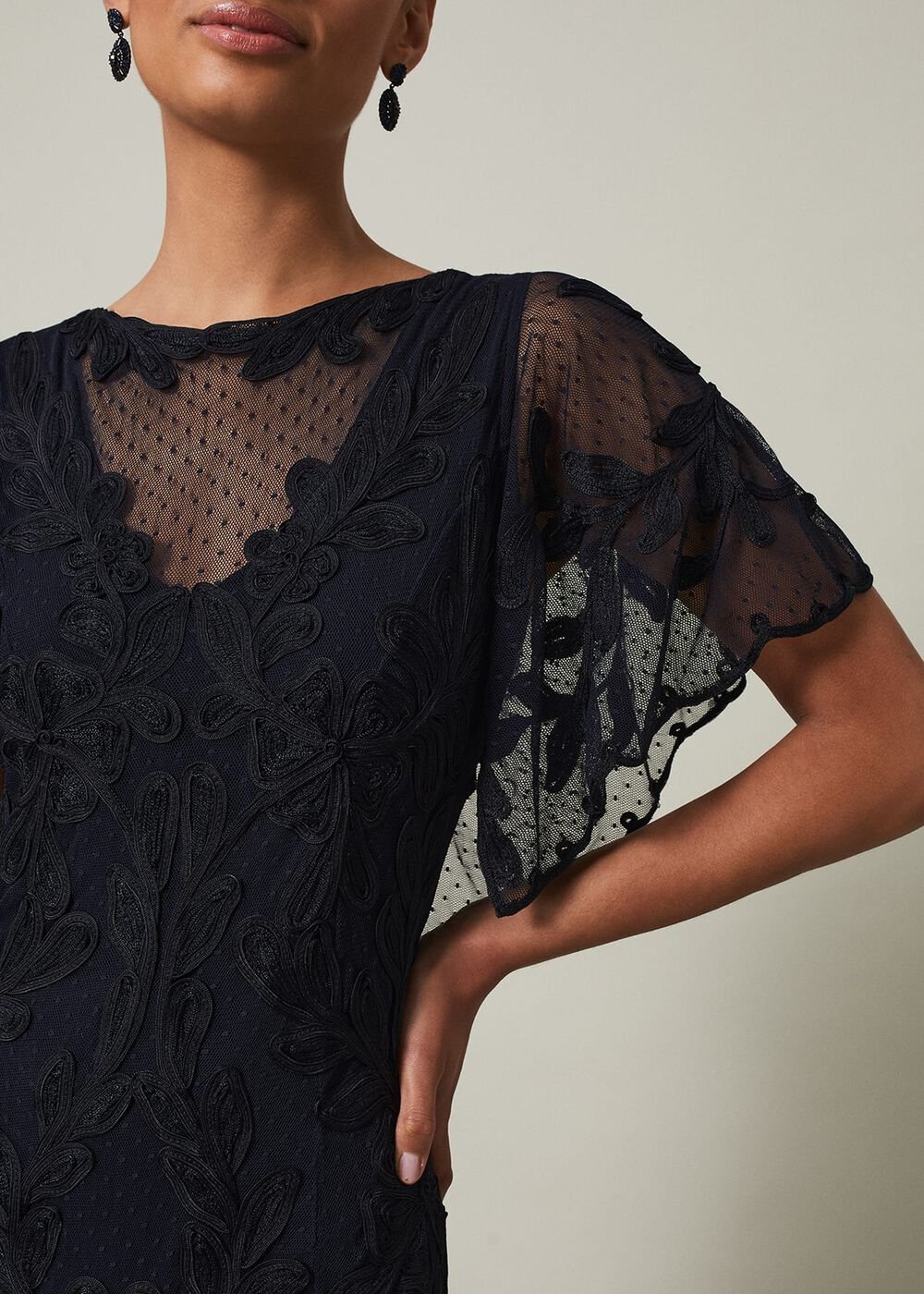 Noelle Navy Tapework Maxi Dress Navy