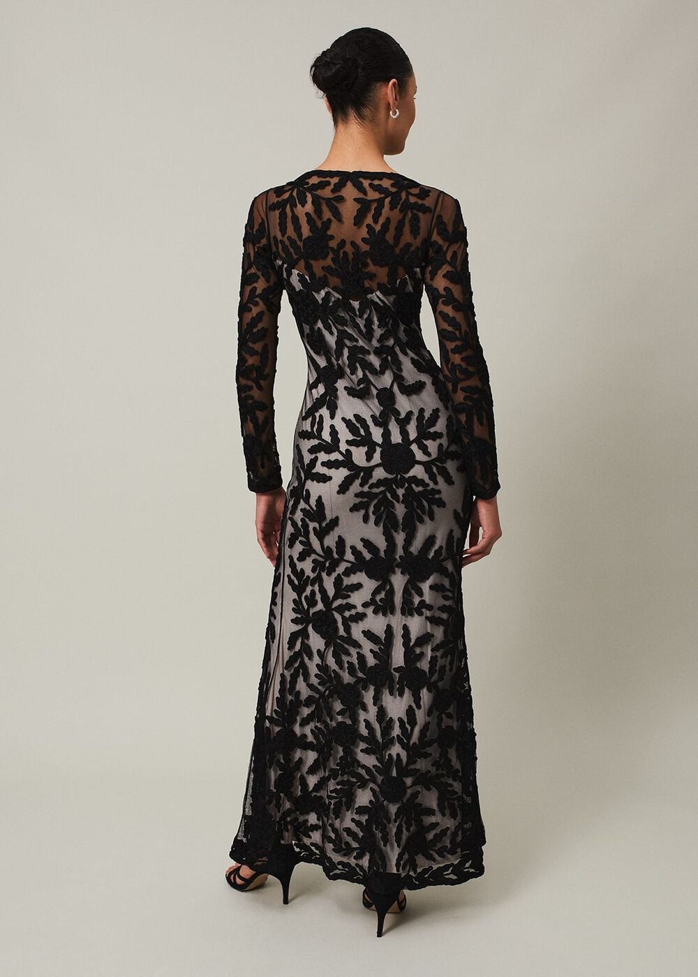 Hermione Tapework Maxi Dress Black/Nude