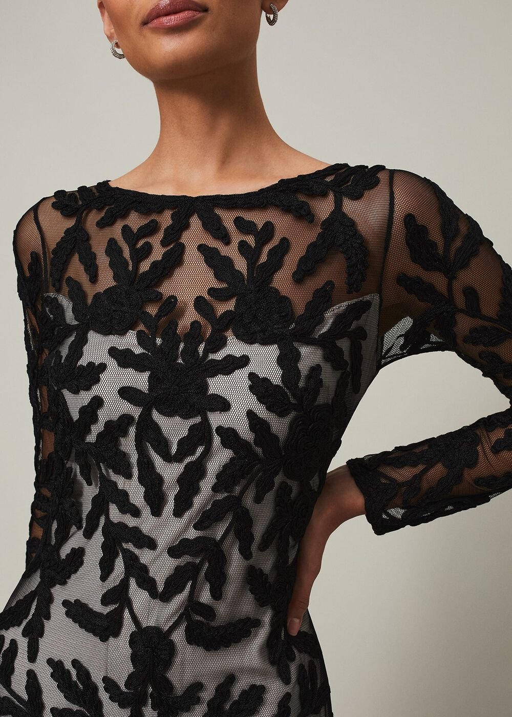 Hermione Tapework Maxi Dress Black/Nude