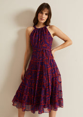 Gillian Halterneck Midi Dress Violet/Multi