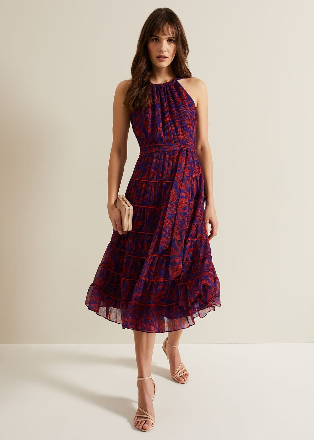 Gillian Halterneck Midi Dress Violet/Multi