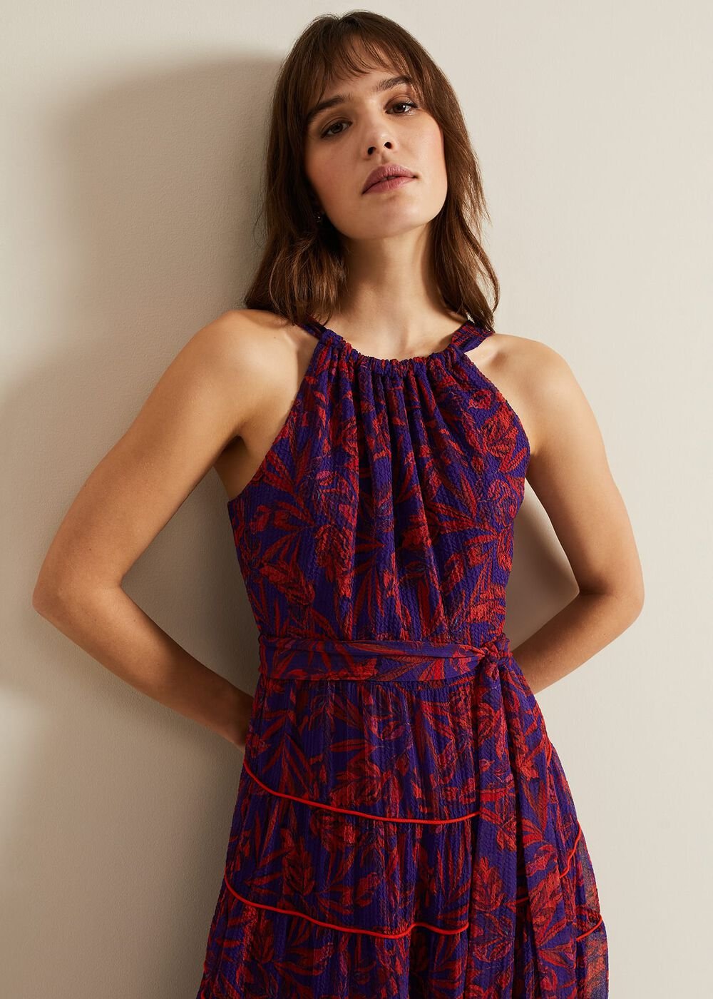 Gillian Halterneck Midi Dress Violet/Multi