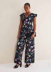 Kallie Floral Wide Leg Jumpsuit Navy/Multi