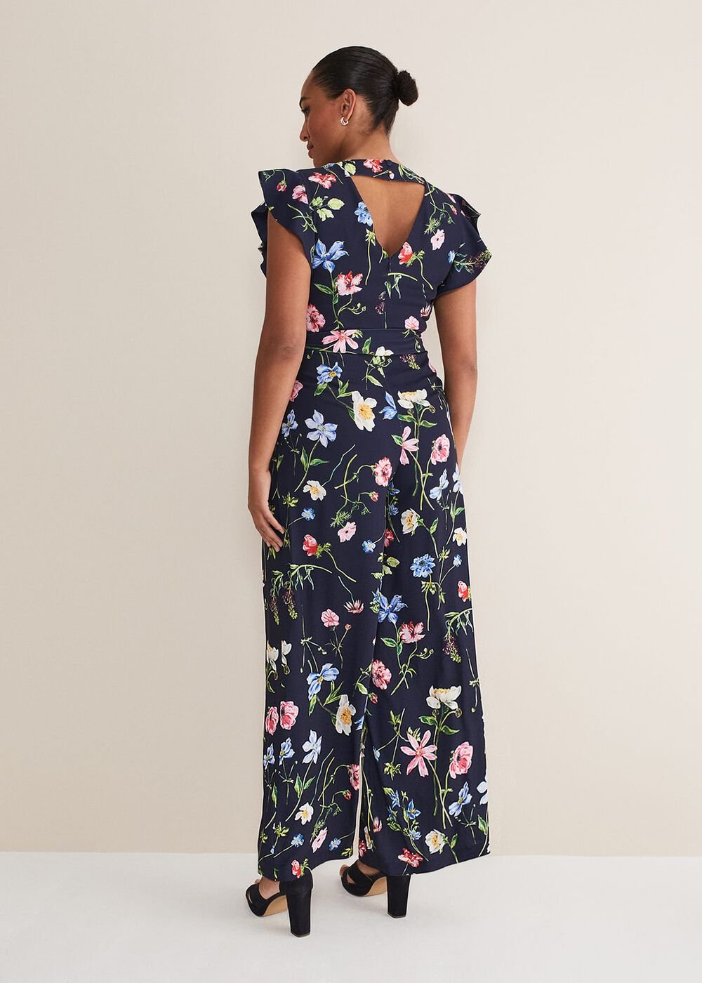 Kallie Floral Wide Leg Jumpsuit Navy/Multi