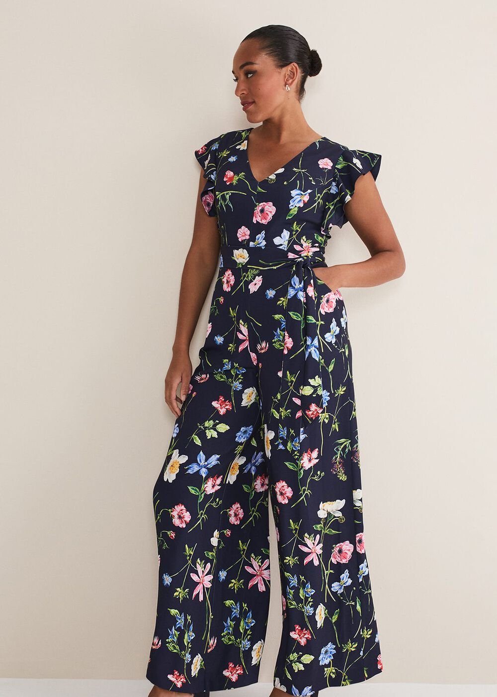 Kallie Floral Wide Leg Jumpsuit Navy/Multi