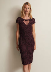 Agatha Berry Tapework Midi Dress Berry
