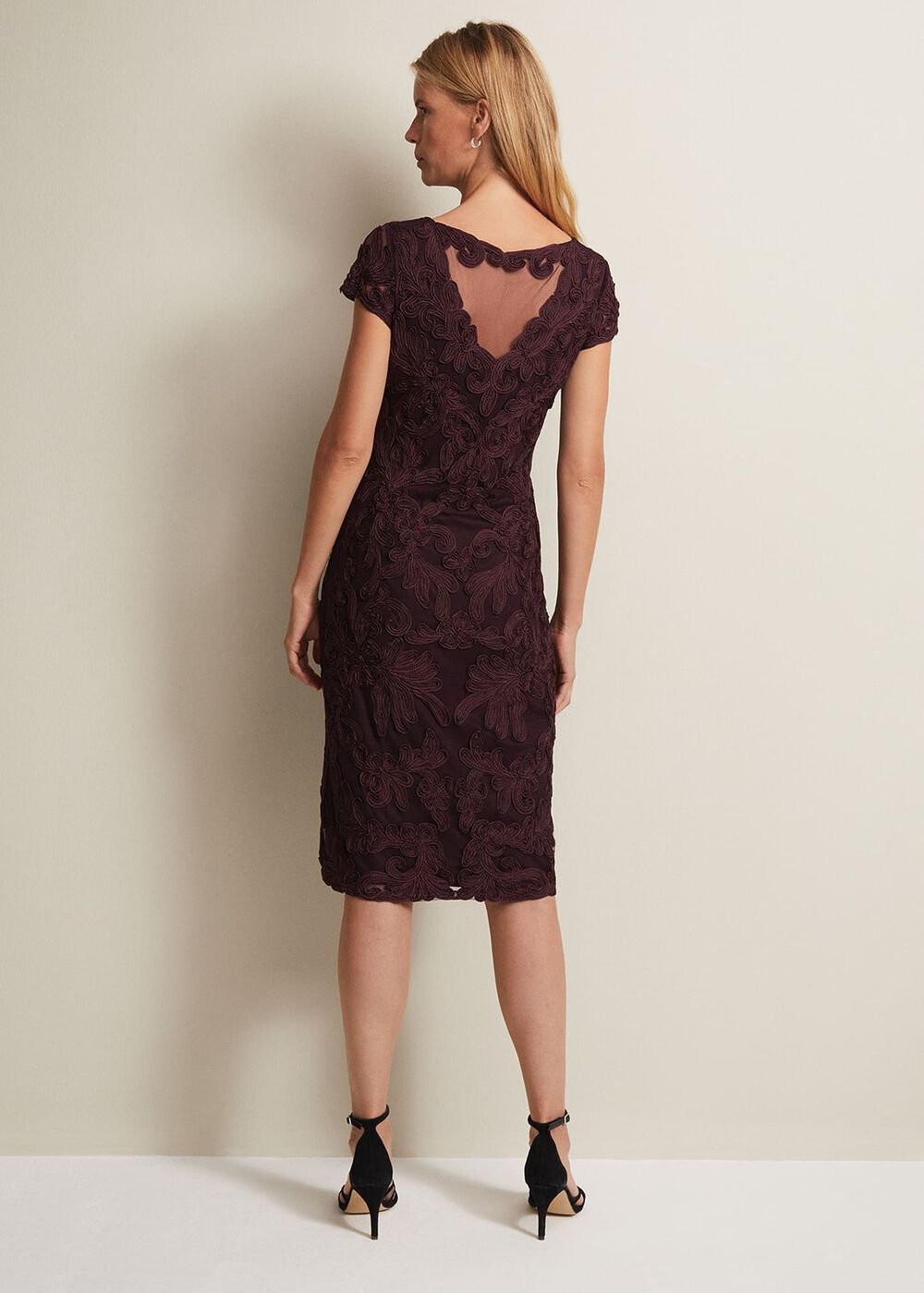Agatha Berry Tapework Midi Dress Berry