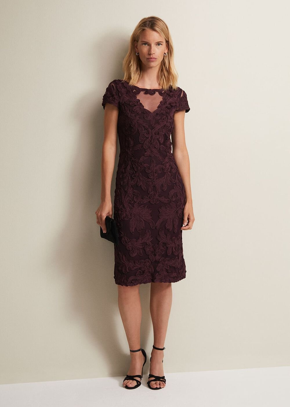 Agatha Berry Tapework Midi Dress Berry