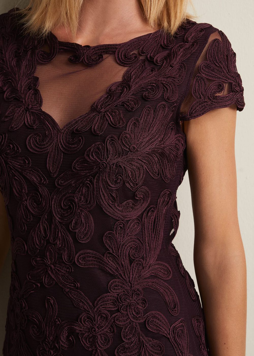 Agatha Berry Tapework Midi Dress Berry