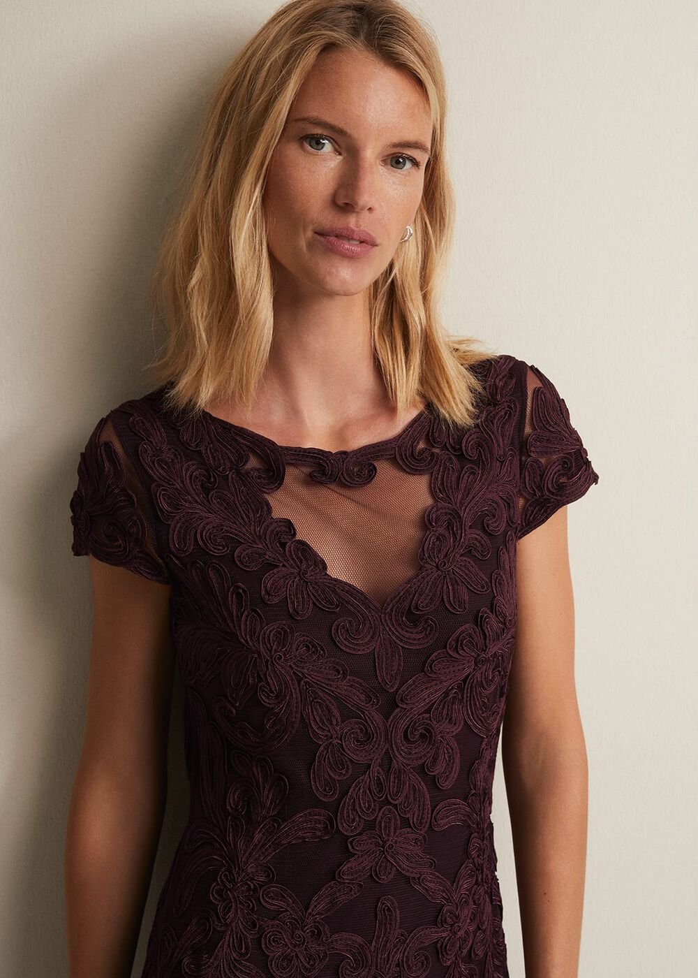 Agatha Berry Tapework Midi Dress Berry