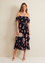 Bridie Printed Midi Dress Multi-Coloured