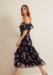 Bridie Printed Midi Dress Multi-Coloured