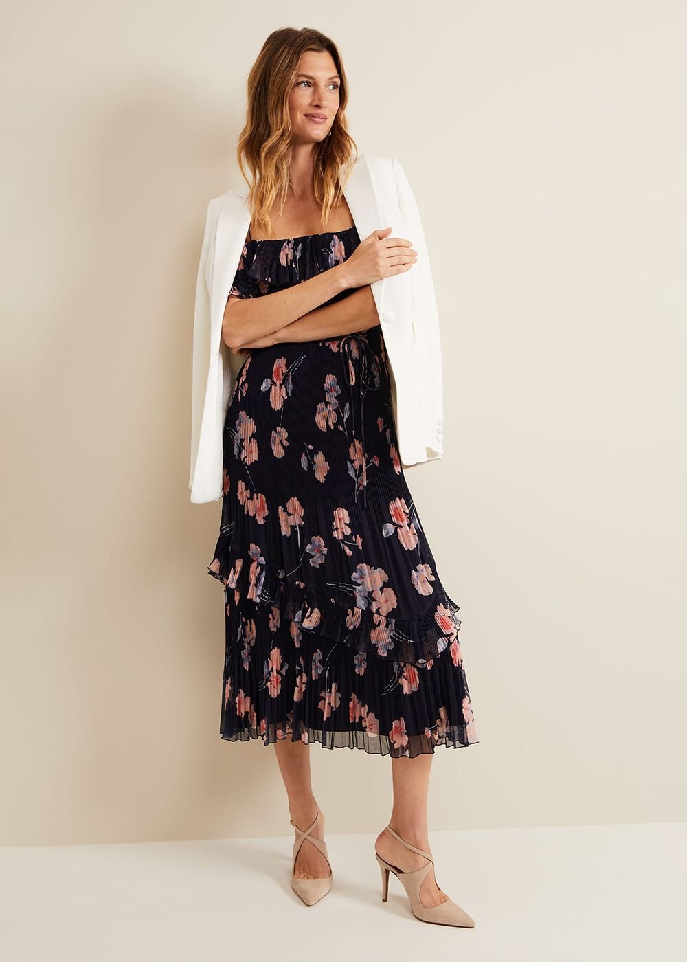 Bridie Printed Midi Dress Multi-Coloured