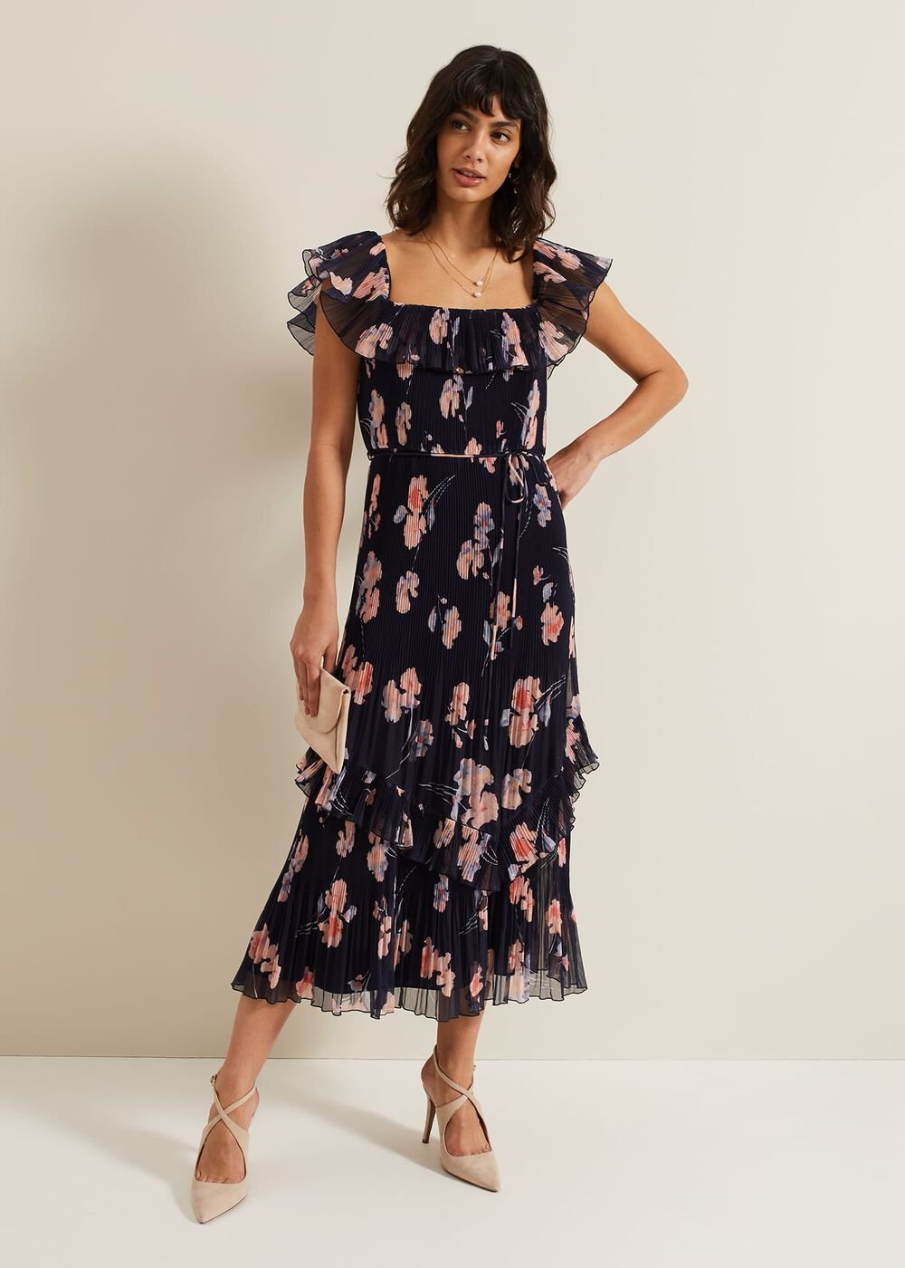 Bridie Printed Midi Dress Multi-Coloured