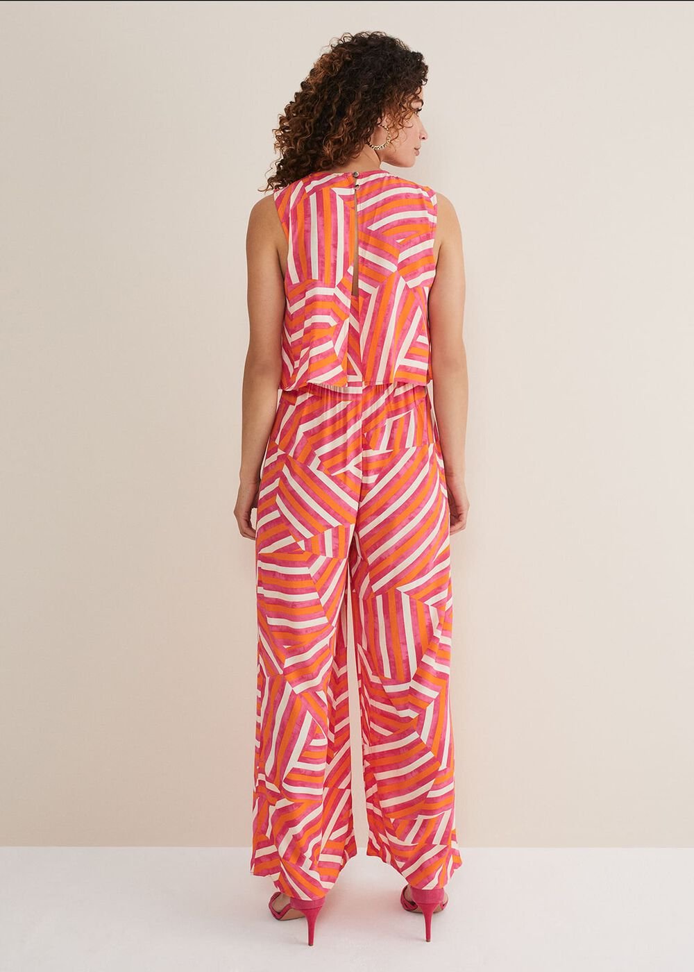 Aubrey Striped Wide Leg Jumpsuit Pink/Orange