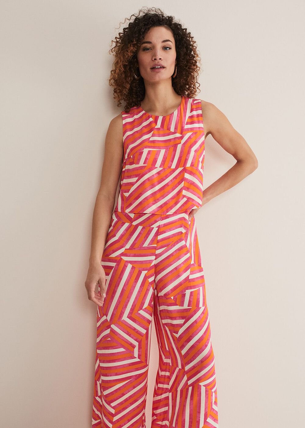 Aubrey Striped Wide Leg Jumpsuit Pink/Orange