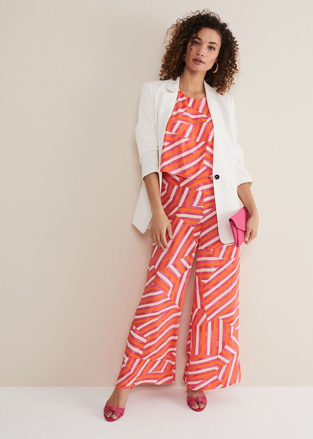 Aubrey Striped Wide Leg Jumpsuit Pink/Orange