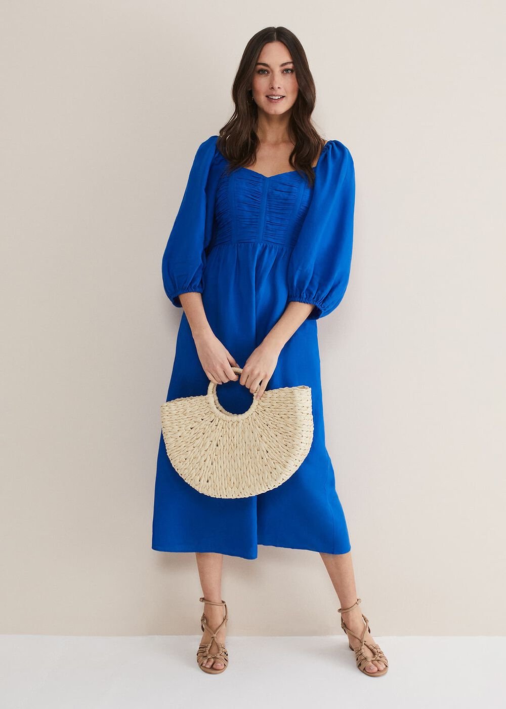 Celila Linen Midi Dress Blue