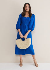 Celila Linen Midi Dress Blue
