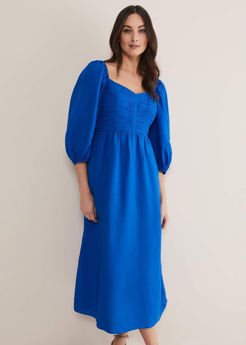 Celila Linen Midi Dress Blue