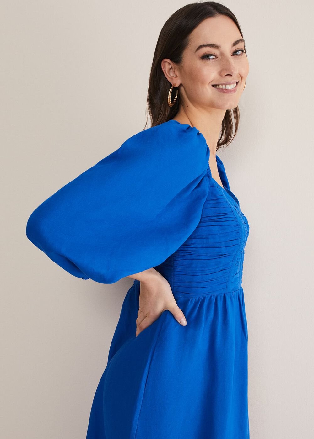 Celila Linen Midi Dress Blue