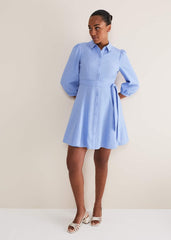 Lucie Linen Shirt Dress Pale Blue