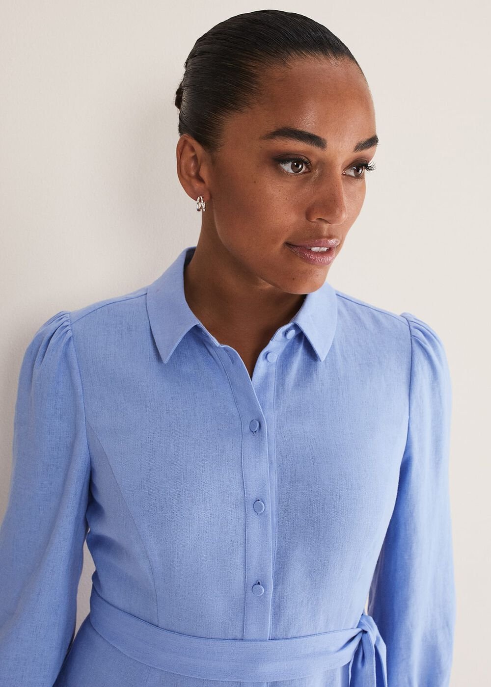 Lucie Linen Shirt Dress Pale Blue