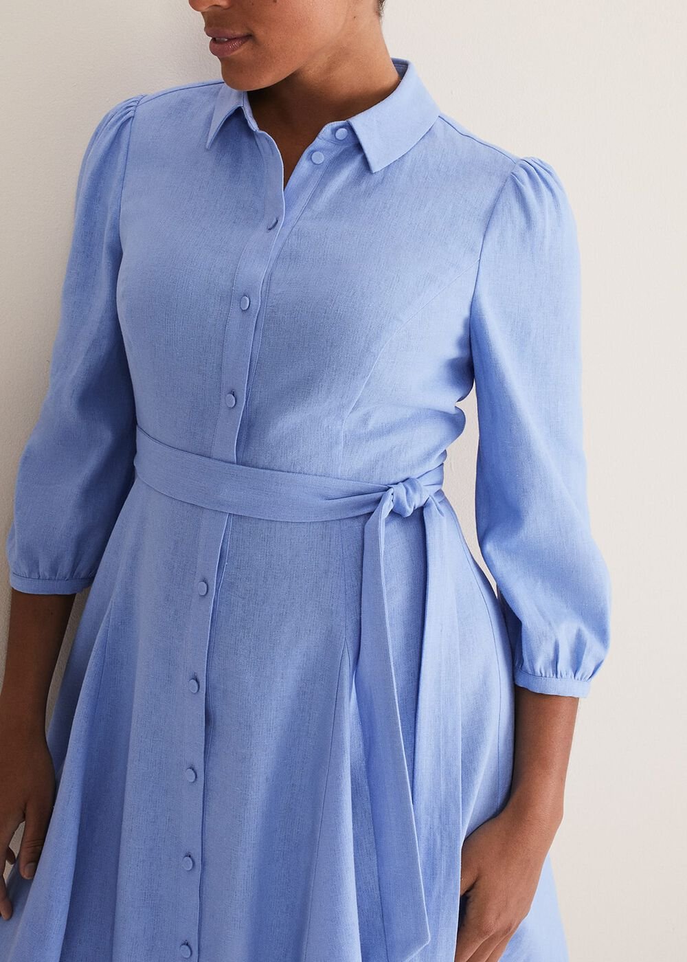 Lucie Linen Shirt Dress Pale Blue