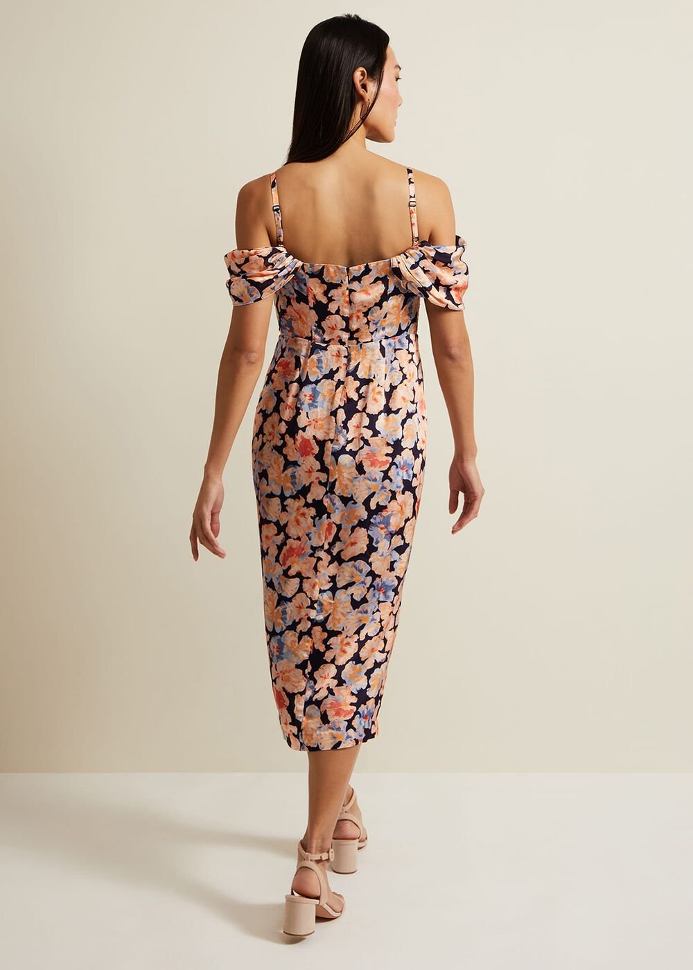 Prudence Cold Shoulder Midi Dress Multi-Coloured