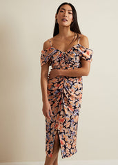 Prudence Cold Shoulder Midi Dress Multi-Coloured