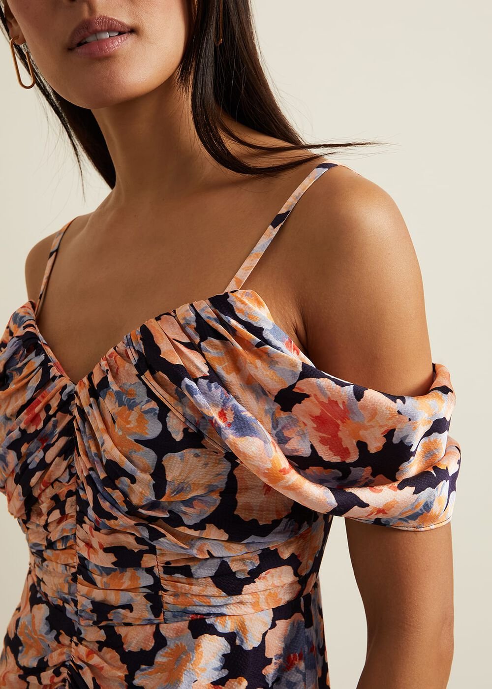 Prudence Cold Shoulder Midi Dress Multi-Coloured