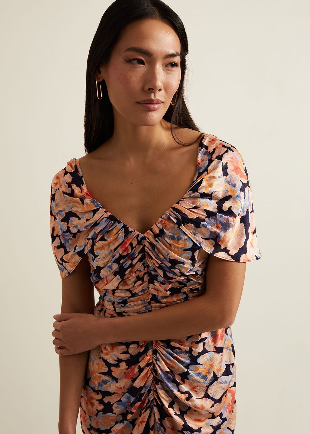Prudence Cold Shoulder Midi Dress Multi-Coloured