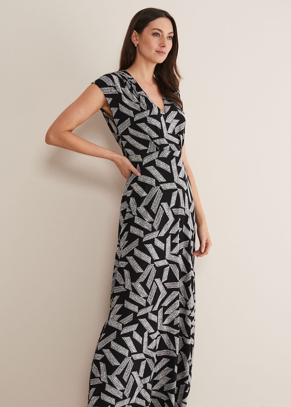 Siobhan Abstract Maxi Dress Black/White