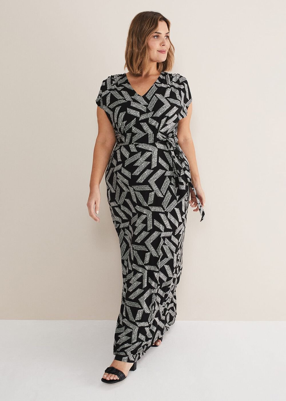 Siobhan Abstract Maxi Dress Black/White