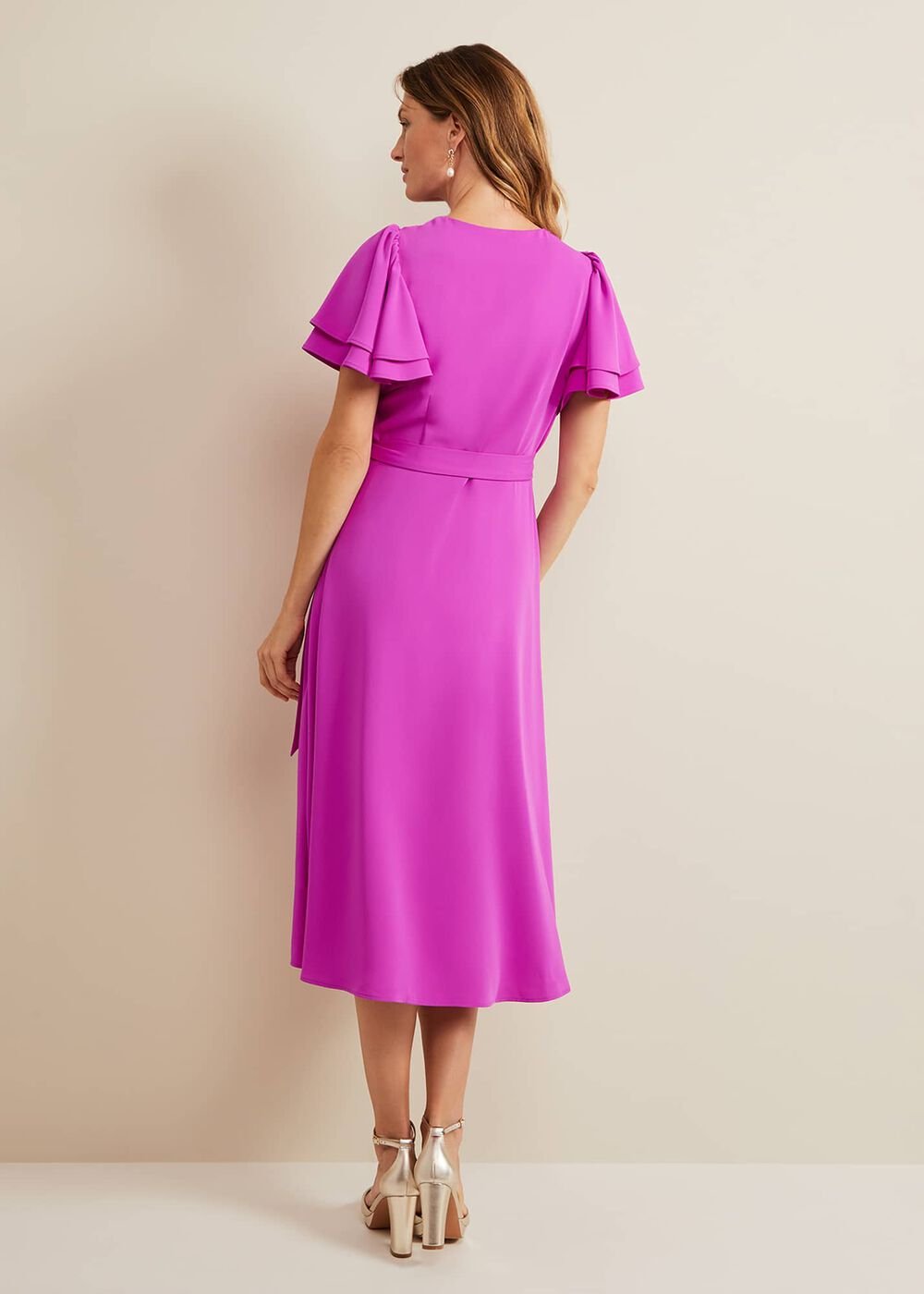 Gian Magenta Wrap Midi Dress Magenta