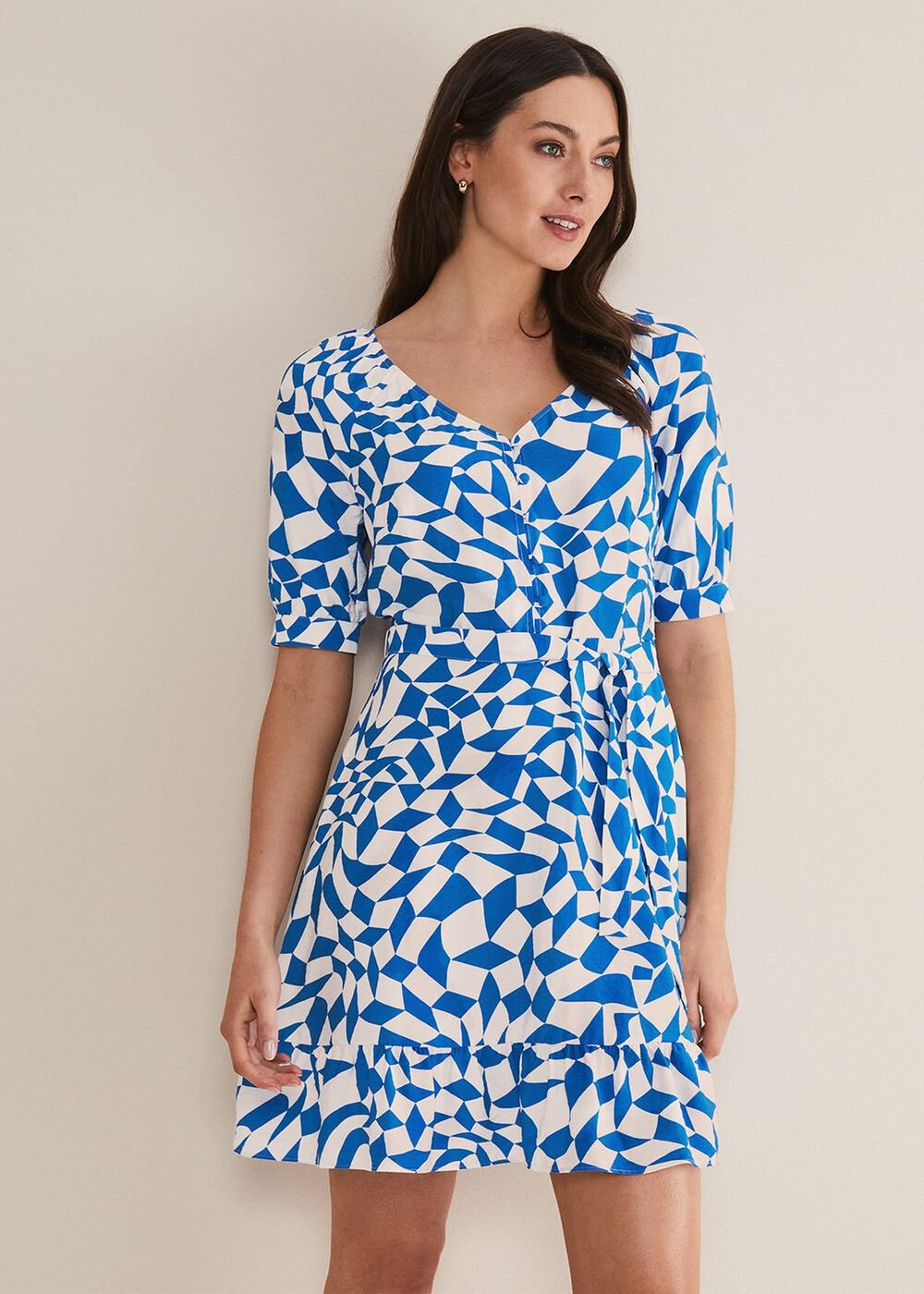 Penele Geo Swing Dress Blue