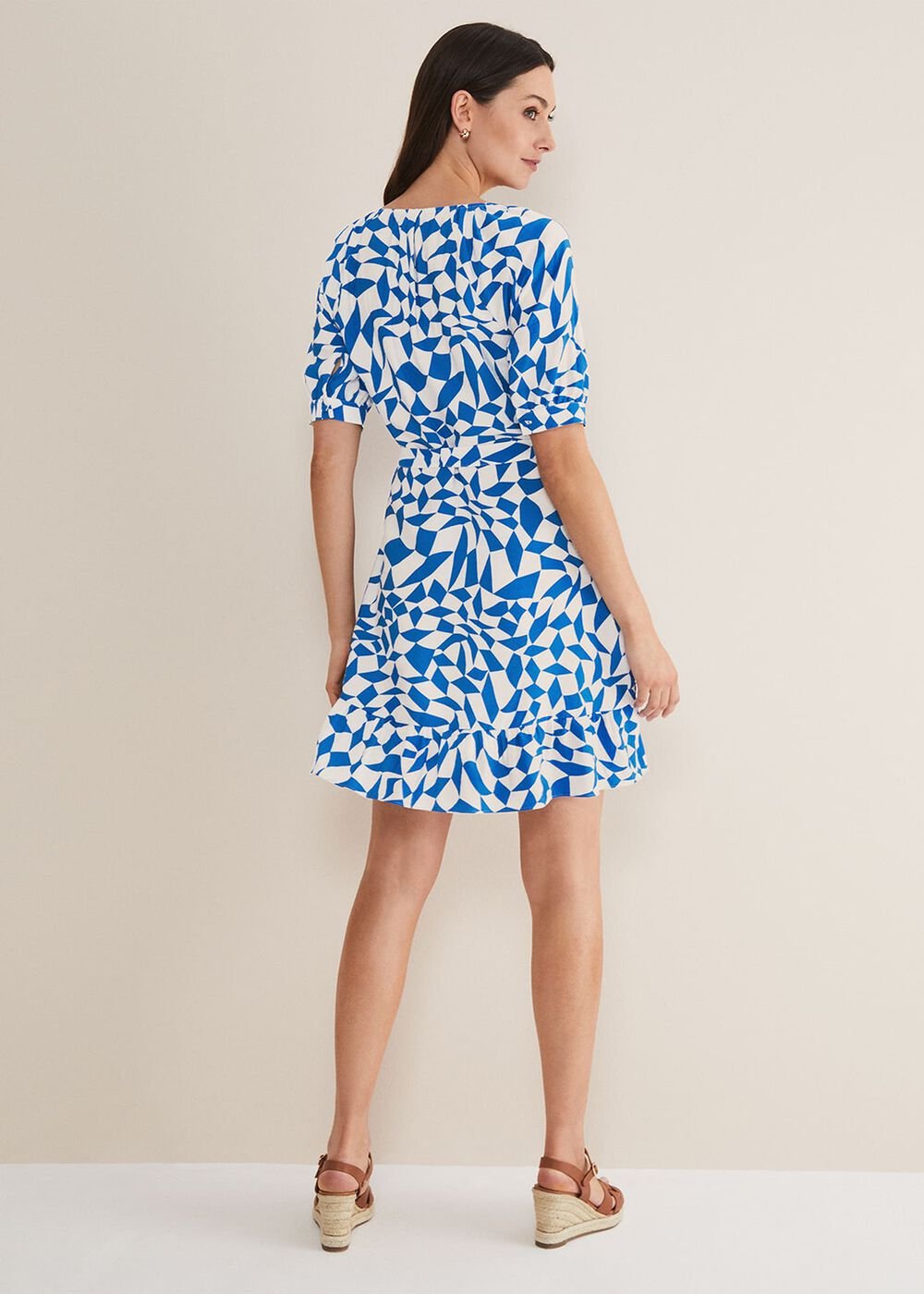 Penele Geo Swing Dress Blue