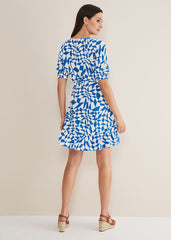 Penele Geo Swing Dress Blue