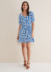 Penele Geo Swing Dress Blue