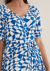 Penele Geo Swing Dress Blue