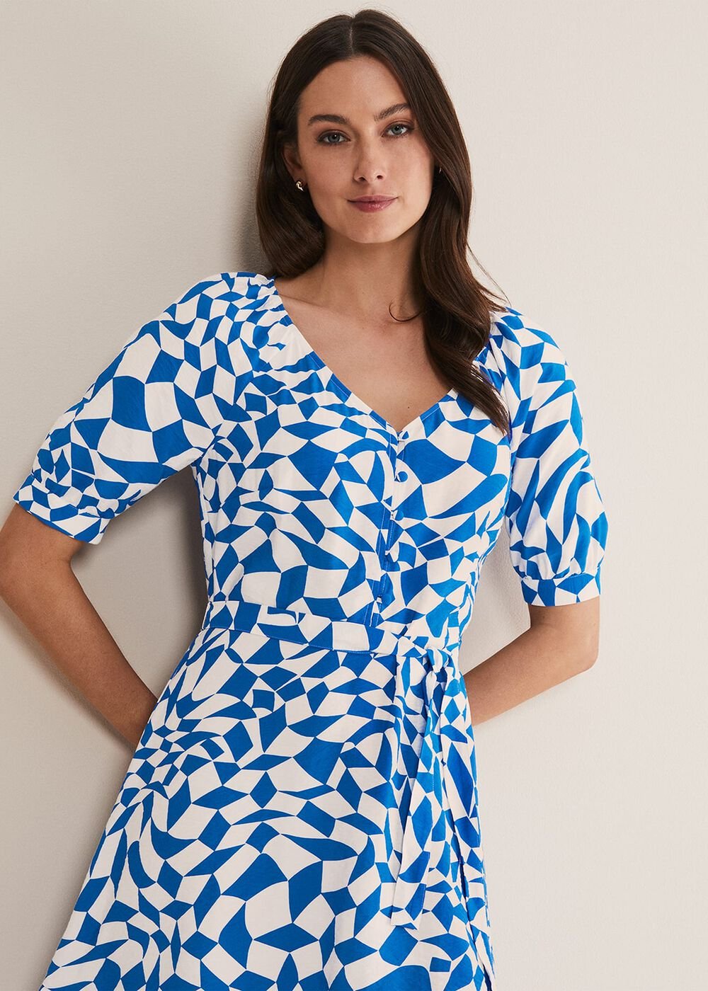 Penele Geo Swing Dress Blue