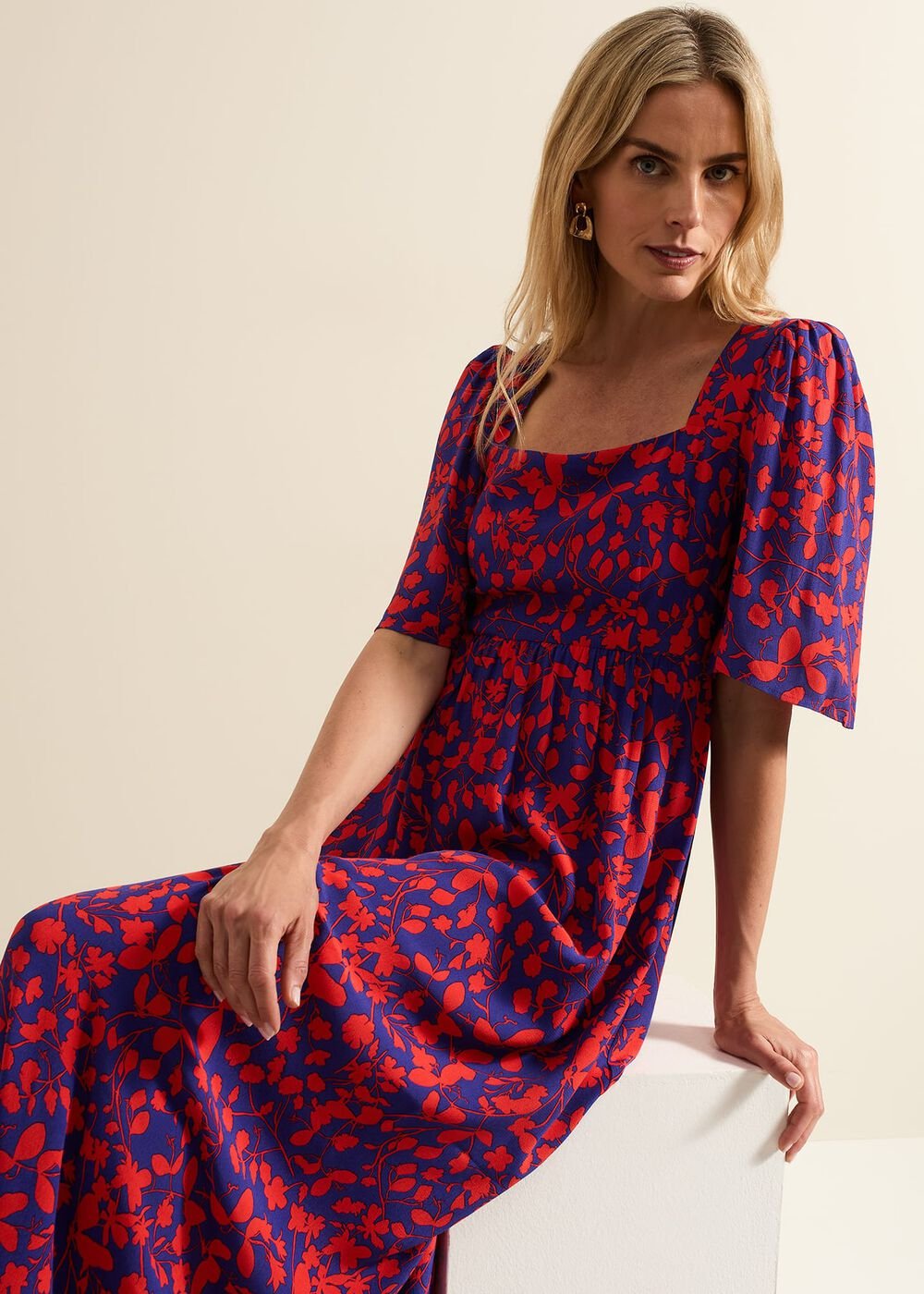 Ayesha Floral Midaxi Dress Red/Purple