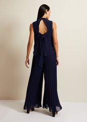 Eden Navy Pleated Jumpsuit Navy