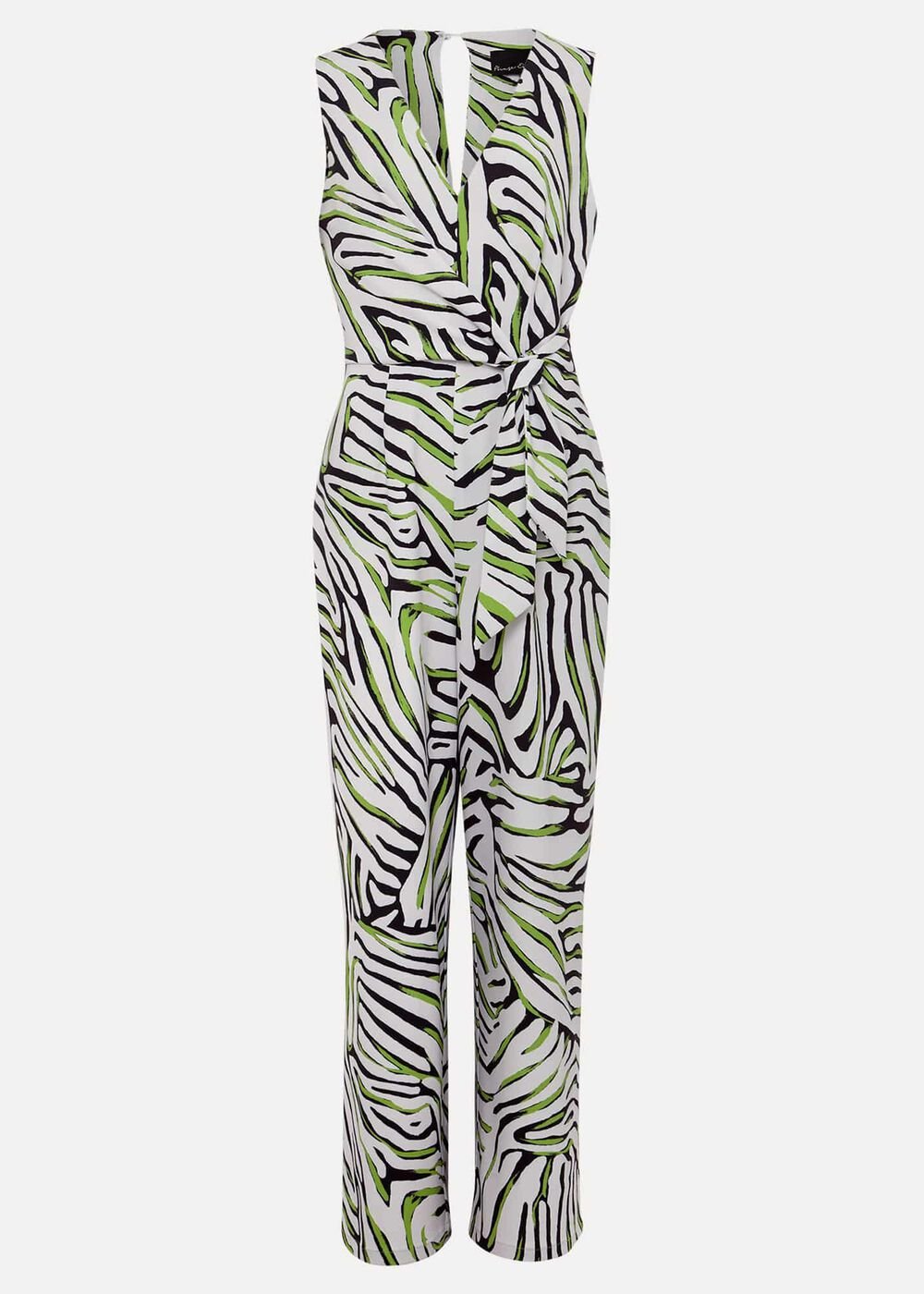 Tamsin Zebra Print Wide Leg Jumpsuit Green/Neutral