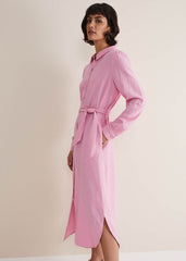 Rosalina Pink Linen Shirt Dress Pink