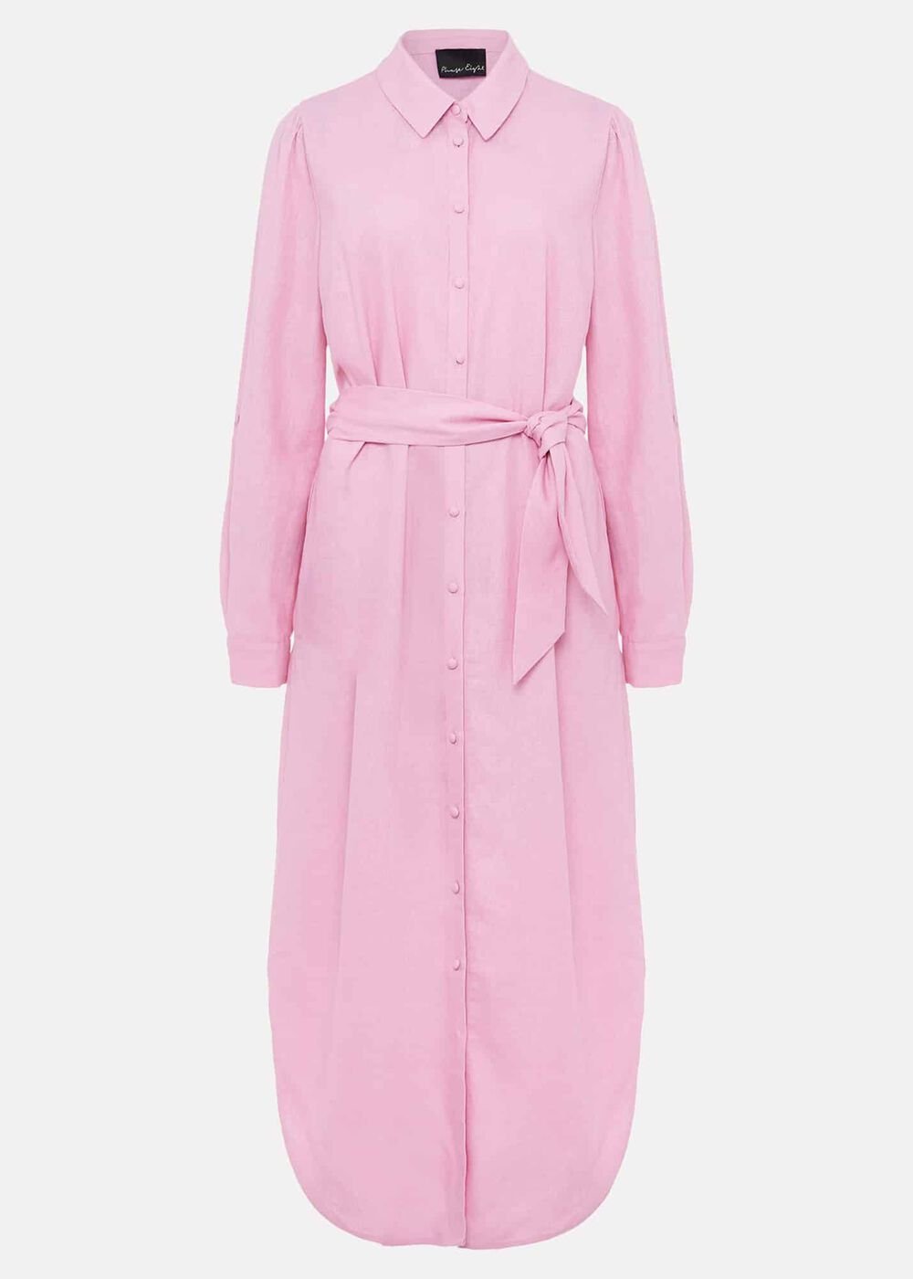Rosalina Pink Linen Shirt Dress Pink