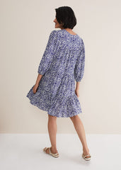 Alicia Ikat Swing Mini Dress Blue/Ivory