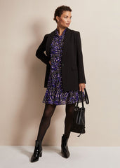 Blue Multicoloured Swing Mini Dress with Long Sleeves Multi-Coloured